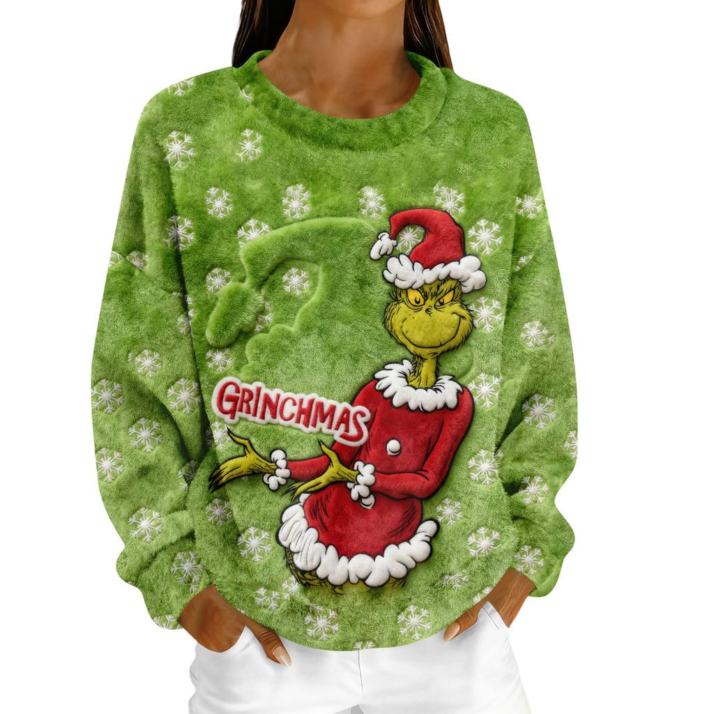 Women's Fleece Hoodie Long-Sleeve Round  Neck Casual Comfortable Loose-Fit Lightweight Women's Hoodie