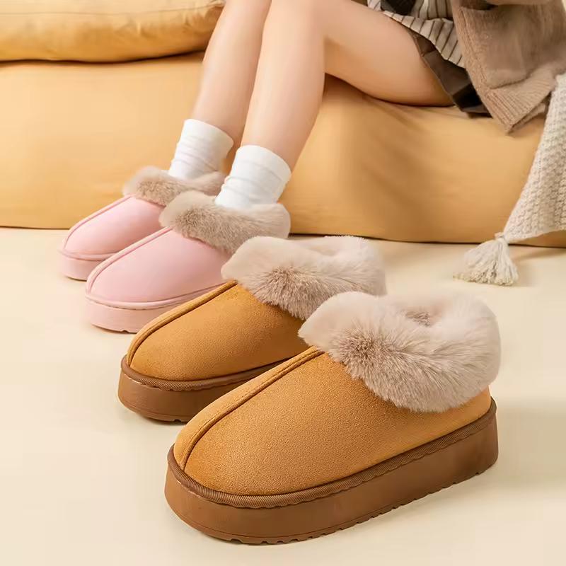 Winter Women Shoes Snow Boots Fluffy Plush Faux Fur Soft Slippers Outdoor Indoor Comfortable Warm Home Men's Shoes