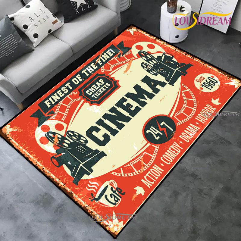 Movie Night Clapboard Area Rug Home Theater Film Art Rugs Cinema Carpet Non-Slip Home Decoration for Bedroom Living Playing Room
