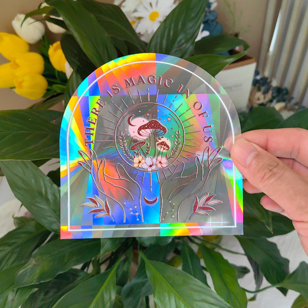 SC031-045 Klistermärken Regnbågsglas Solfångare Anti-kollisionsvarning Dekaler Prismatiska PVC-dekorationer för att Förhindra Stoppa Fåglar