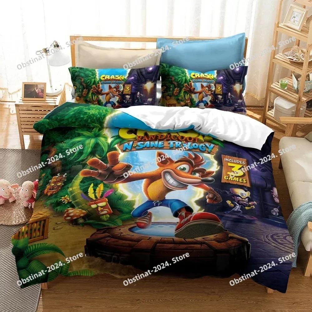 3D Classic Game Crash Bandicoot Bedding Set Printed single Comforter Quilt Duvet Cover Pillow Case 3 Pieces Sets Kids Adult Size