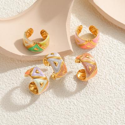 18 Karat Gold Geometrischer Dreieck Offener Ring: Eleganter, leichter Luxusschmuck für Damen