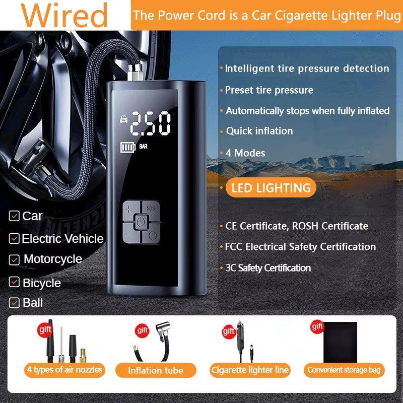 

Автомобильный электрический воздушный насос Беспроводной насос для накачивания шин ЖК-дисплей Крепится Мотоцикл Велосипед Мяч Портативный Инфлятор Компрессор