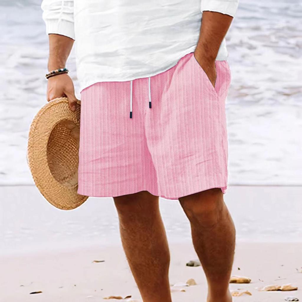 2023 Men's Hot-Selling Cotton Linen Drawstring Beach Shorts