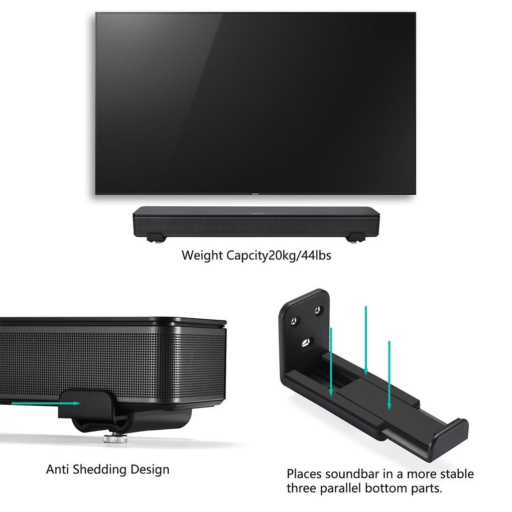 Soundbar Wall Mount Bracket Anti-Drop Soundbar Speaker Wall Holder Drywall Sound Bar Wall Bracket for Samsung Vizio LG for Bose