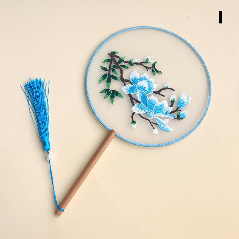 Chinese Ancient Style Round Fan Silk Embroidered Cheongsam Fan Dance Performance Photography Props Home Decor
