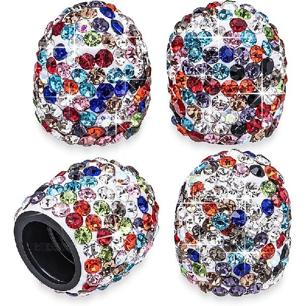 4PCS Bling Crystal Diamond Tire Stem Valve Caps, Dustproof Car Wheel Tire Valve Caps Universal Tire Valve Stem Covers for Cars, SUV, Trucks, Bikes,