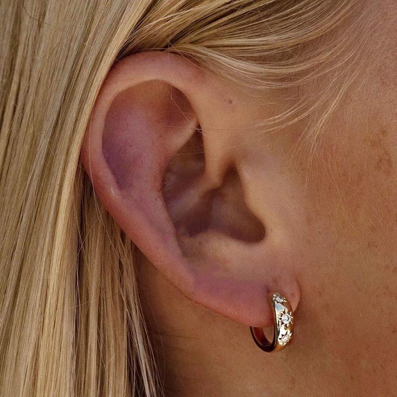 Kolczyki Star Micro-Set, Kolczyki z personalizowanym wzorem, Metalowe kolczyki w stylu francuskim