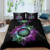 Bohemian Lotus 3pcs Bed Set Duvet Cover Set Mandala Flower Quilt Cover Adult Black Polyester Bedding Set Queen King Twin Te