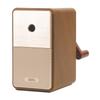 Deli E71160 Manual Pencil Sharpener Brown Simple Design Compact and Stylish With Automatic Pen Feed Function Large Capacity Dust Box for Easy Cleaning