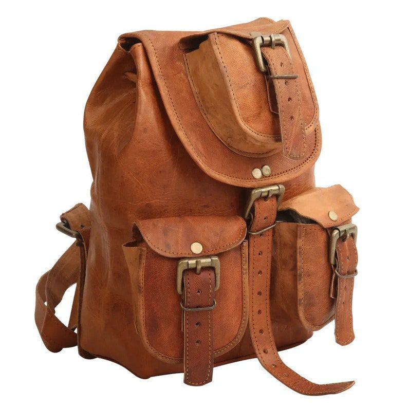 Genuine Leather Backpack | Vintage Backpack | Leather Rucksack, Full Grain Leather | Backpack with Pockets