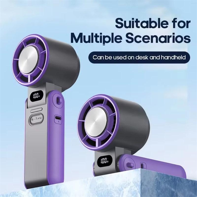 Mini Ventilador Turbo de Refrigeração Portátil Alta Velocidade Ar Frio 3600mAh Recarregável USB Ventilador de Compressão Fria Dobrável Portátil Ventilador de Mesa