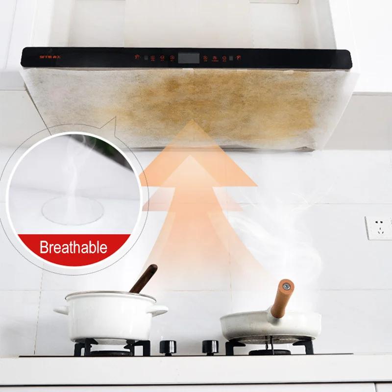 12pcs Disposable Hood Oil Filter Paper Non-woven Cooker Hood Extractor Fan Filter Kitchen Hood Grease Anti Oil Cotton