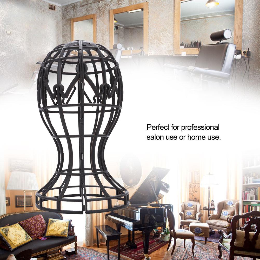 ABS Foldable Wig Display Support Stand Professional Holder Folding Wig Air Dry(Black)