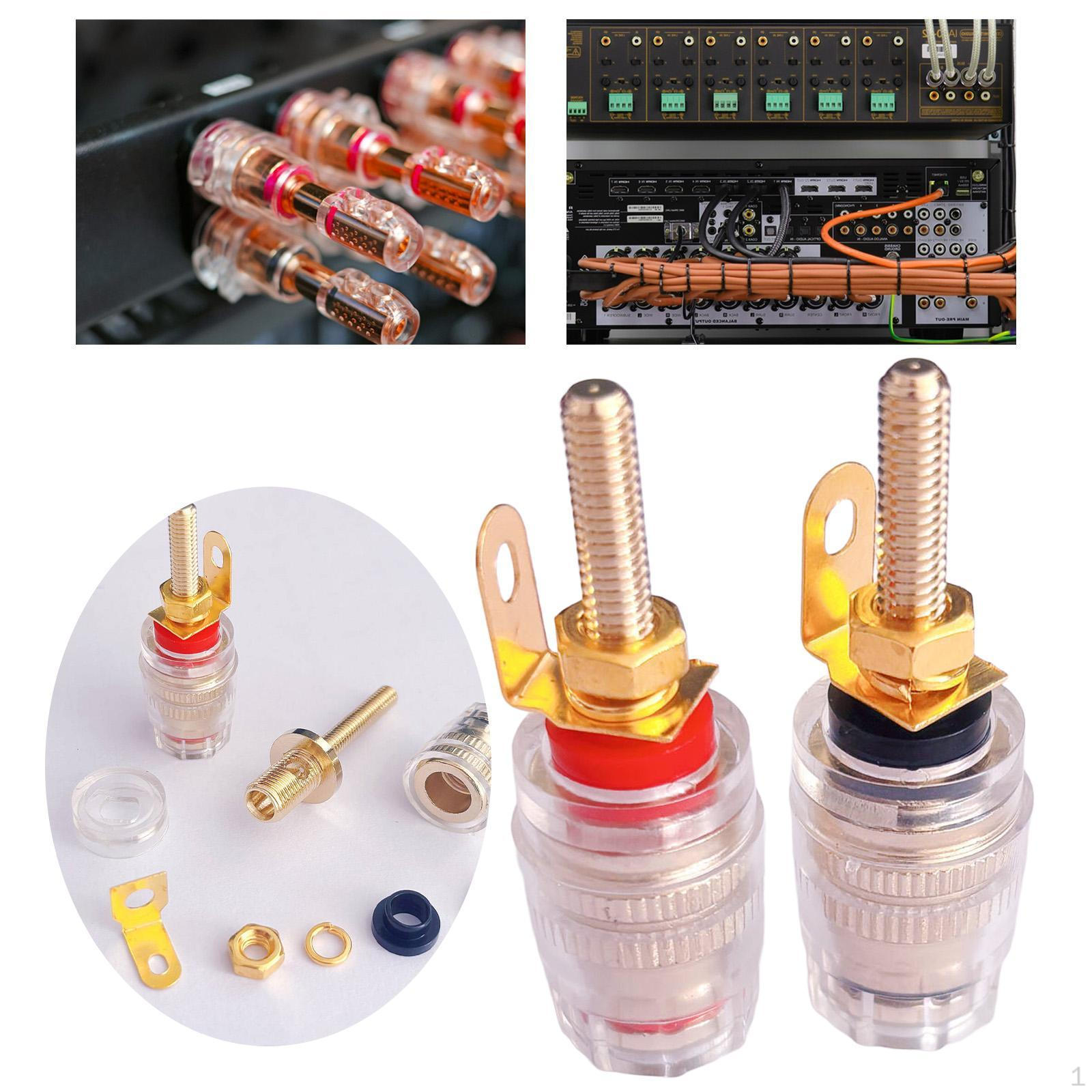 

2x Amplifier Speaker Terminal Binding Post 4mm Clear Copper