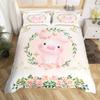 Kids Pink Rose Rabbit King Queen Duvet Cover Cartoon Animal Comforter Cover Rose Moon Floral Bedding Set Polyester Quilt Cover