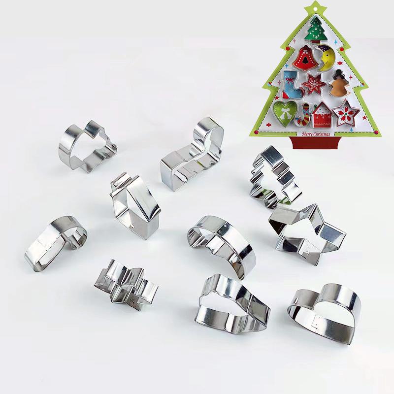 6/10pcs Set Christmas Cookie Cutters Baking Mould Kitchen Accessories DIY Mold Star Tree Stainless Steel Cookie Biscuit Tools