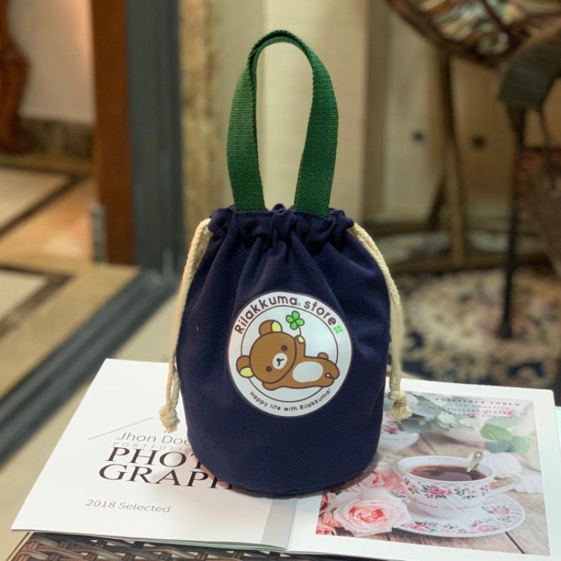 New Canvas Bundle Portable Tote Bag Thermos Cup Braised Cup Protective Bag Thermal Insulation Bucket Bag Handheld Mom Bag