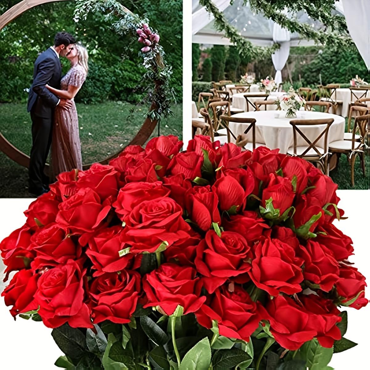 

12pcs Long Stem Realistic Artificial Rose Bouquet for Floral Arrangements, Home Decor, and Perfect Gifts 12pcs червоний