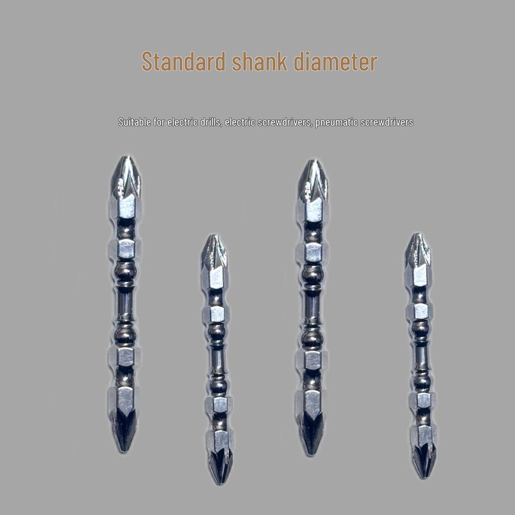 Double-Headed Magnetic Phillips Screwdriver Bit with S2 Nunchaku Ring for Electric and Air Tools