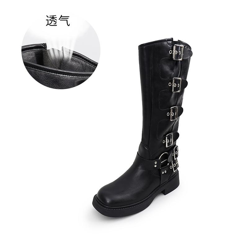 Retro Boots 2025 Autumn and Winter New Square Head Thick Heel Knight Boots Women's Casual Martin Boots Women's High Pass Boots Women