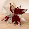 Fleurs de Poinsettia en Tissu à Paillettes de Noël 11 Pouces Grandes Artificielles à Paillettes Ornements d'Arbre de Noël pour Mariage Fête de Fin d'Année