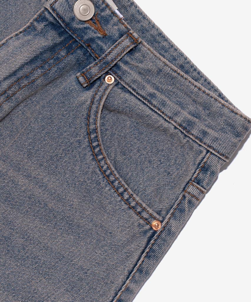 Road Road Maxi Denim Cutoff A-Line Long Skirt (Light Blue)