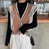 Korean Style Loose Women's Knitted Vest Outerwear Literary Vintage V Neck Sleeveless Sweater Gilet Coat