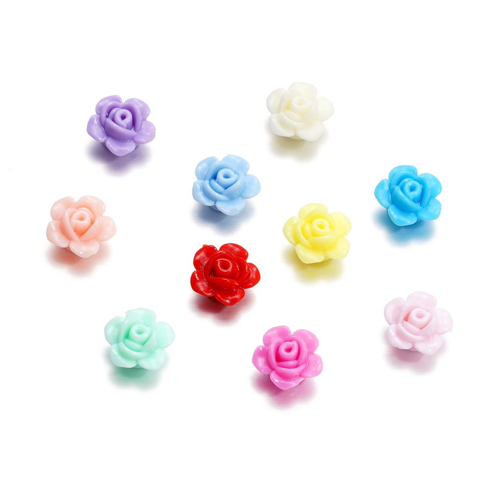 40Pcs/Lot 7.5*12.5*12.7mm Acrylic Small Flower Loose Spacer Beads for DIY Jewelry Making Necklace Bracelet Findings Accessories