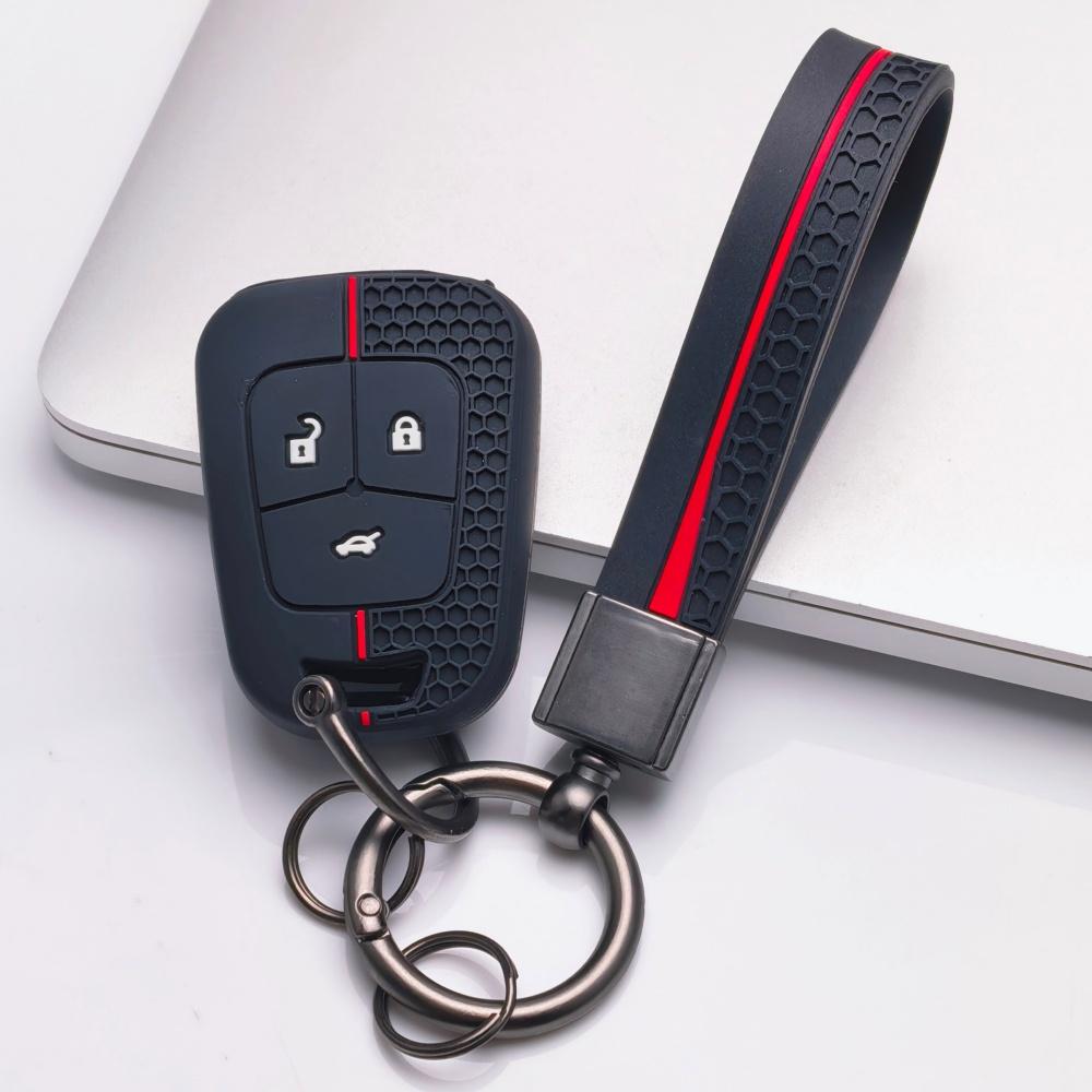 Silicone Key Fob Cover with Keychain for Chevrolet Cruze Aveo Orlando Captiva Spark for Opel Astra J Insignia Corsa D/E Antara Zafira Mokka, 3-button
