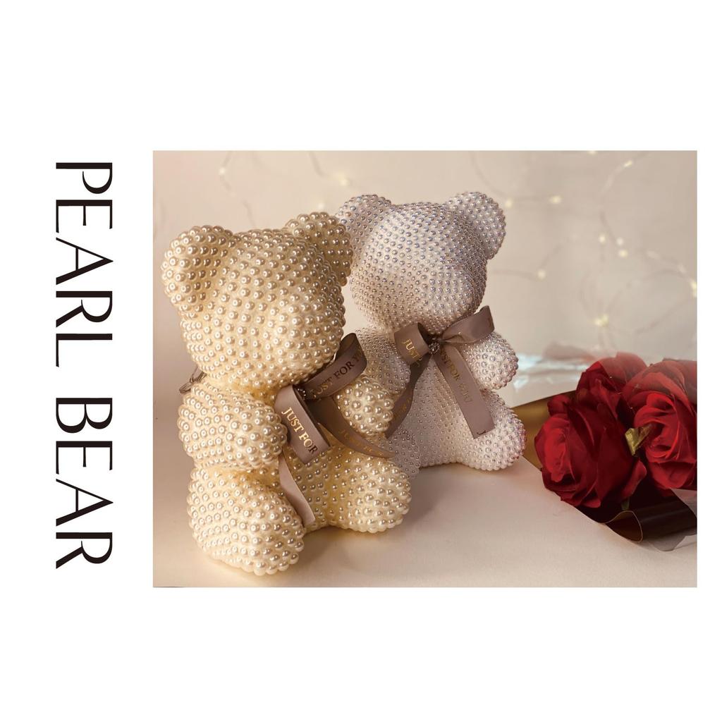 Q-FLA Mini Pearl Bear Plush Ornament, White, Perfect for Gifts and Celebrations, 796241