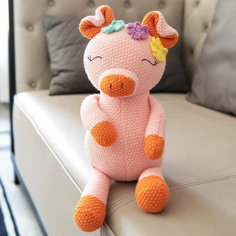 Crochet Animals Plush Stuffed Bunny Monkey Dolls Cotton Knitted Plushies Rabbit Cuddle Toys Kids Early Educational Peluche Toy