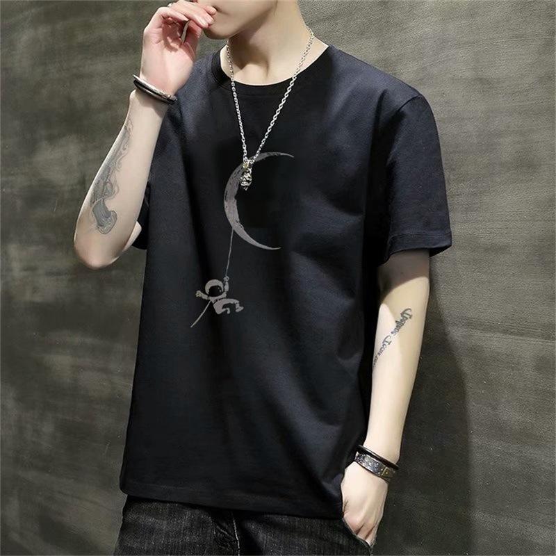 Men'S Short-Sleeved T-Shirt New Summer Trend Korean Version Loose Bottoming Shirt Clothes T-Shirt Large Size Teen