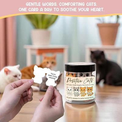 Tägliche Affirmationskarten 60 Stück Katze Ermutigungskarten Positive Katze Glas Für Frauen Männer Kollegen Schreibtischdeko Achtsamkeit Mental