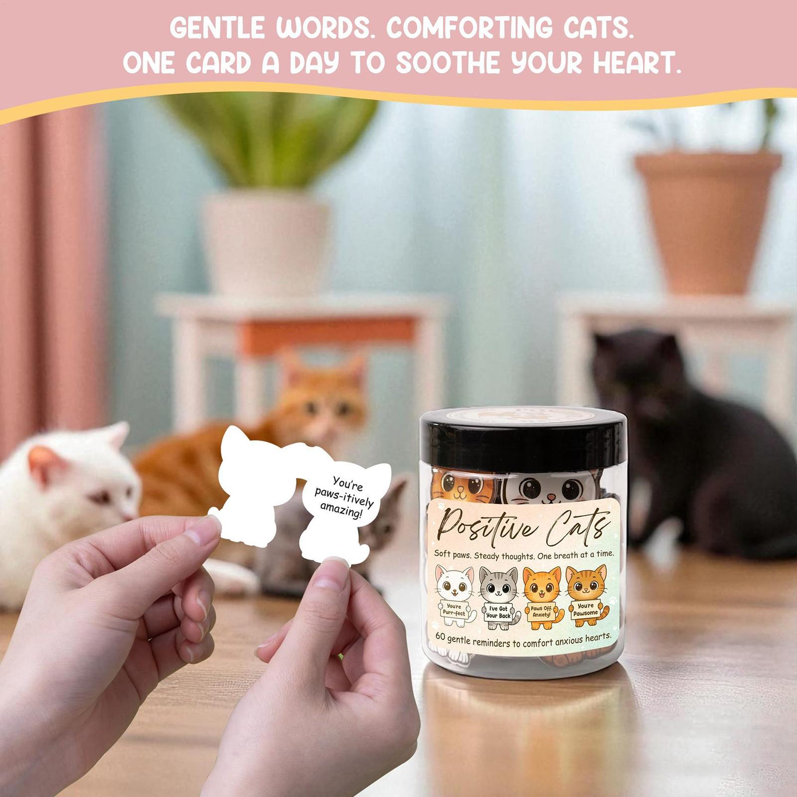 

Daily Affirmation Cards 60 Pieces Cat Encouragement Cards Positive Cat Jar For Women Men Coworkers Desk Decor Mindfulness Mental China Mainland