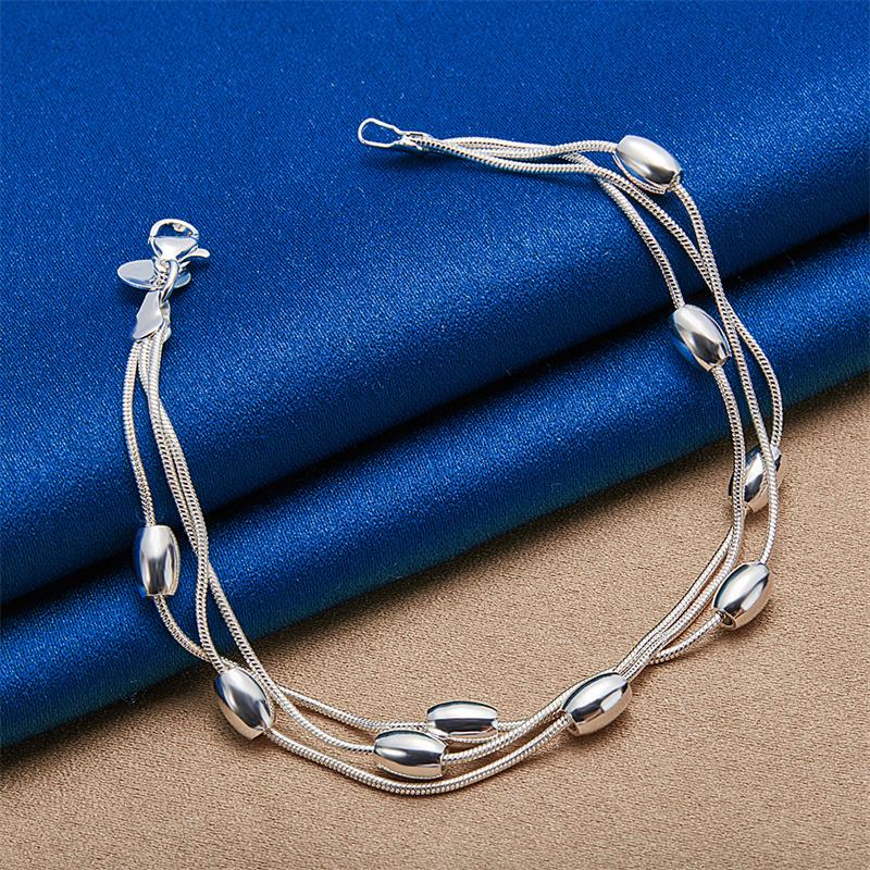 925 sterling silver 8-inch exquisite tassel round bracelet, fashionable women's wedding party jewelry accessories