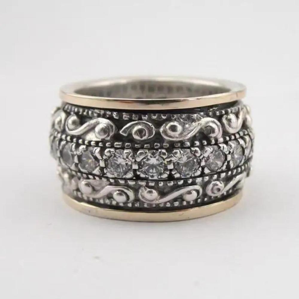 Simple and Retro Ethnic Carved Zircon Men's and Women's Rings