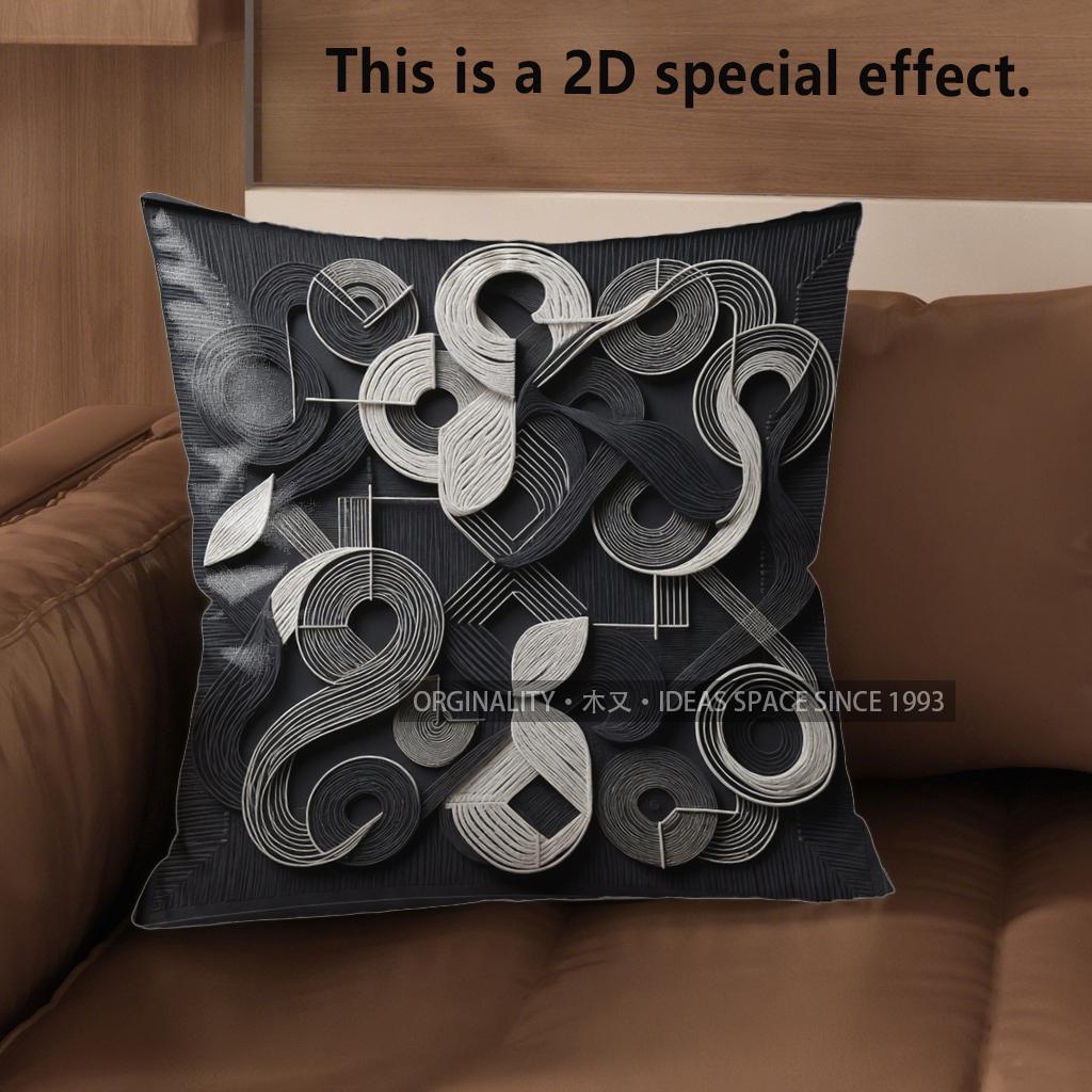 2D Geometric & Wave Pattern Digital Print Pillow Covers Pattern Cushion Cover Suitable For Sofa Bedroom Car Pillow Cover