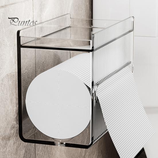 Toilet Tissue Box Storage Organizer with Top Shelf Transparent Large Capacity Wall Mounted Paper Drawer Toilet Roll Paper Storage Rack