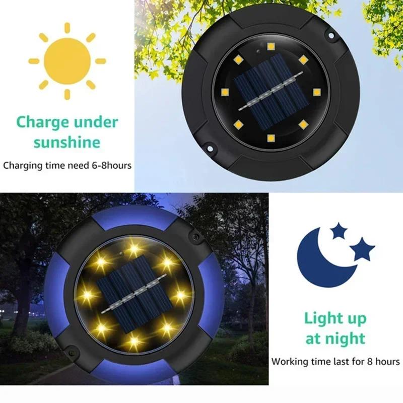 12LED Solar Power Disk Light Outdoor Garden Solar Underground Light Deck Light Spotlight Buried Solar Led Lamp Garden Decor