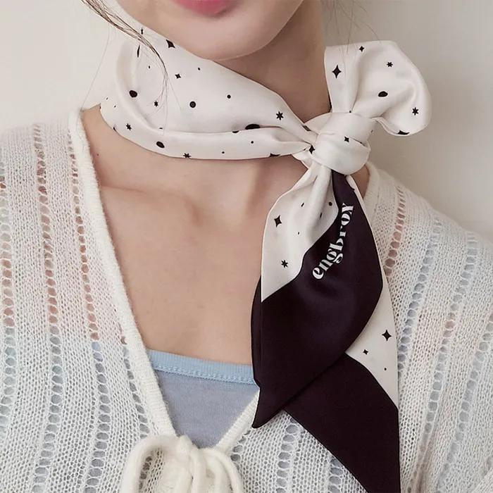 [I'V Jang Won-young, Worn In Autumn] Heart and Sparkle Twilly Silk Scarf_2 Colors