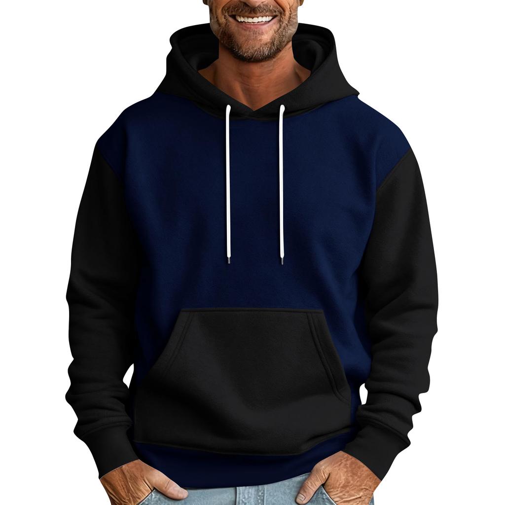 Sudadera con capucha para hombre con bloques de color, con bolsillos, casual y cómoda
