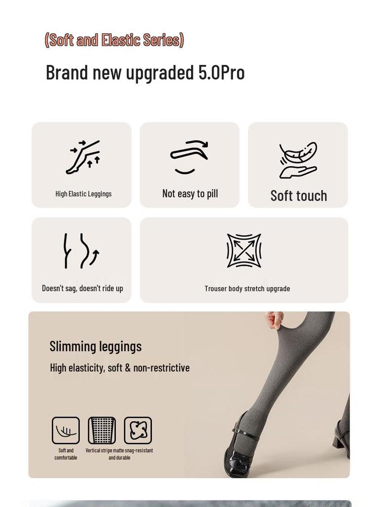 Ao Han Women's Grey Vertical Stripe Leggings for Autumn/Winter - Thick, Velvet-Lined, Hip-Lifting, Abdomen-Slimming Pantyhose