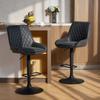 Set of Two Faux Leather Retro Bar Stools - Black