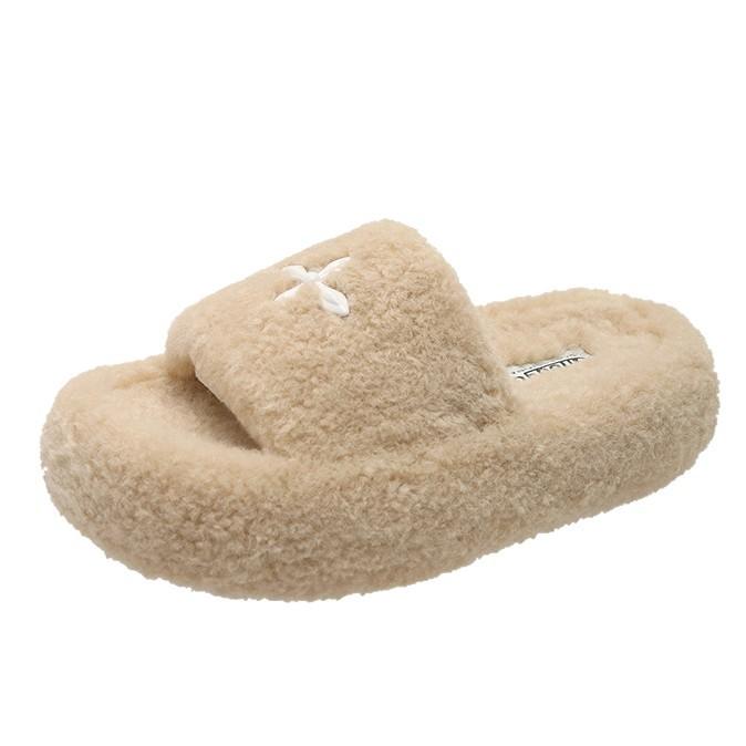 Retro soft fluffy fluffy slippers female 2025 autumn and winter new bag head drag fairy lazy cotton drag a pedal