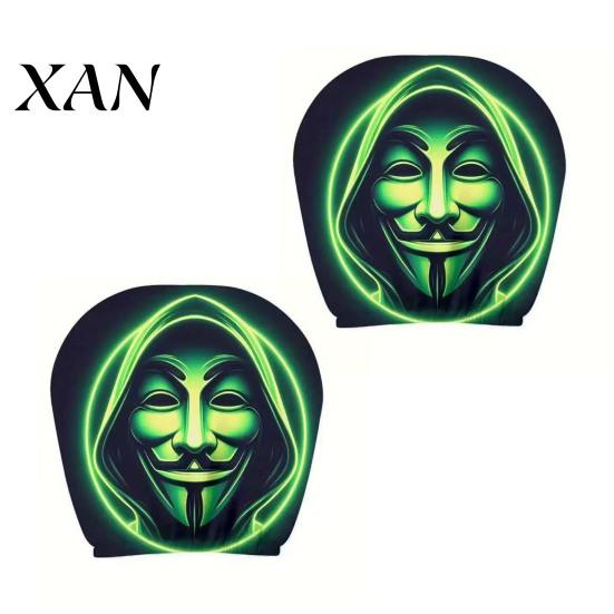Vehicle Interior Comfort Accessories Halloween Car Headrest Cover, Scary Pattern Print Stretchable Soft Fabric Guard Protector, Breathable Polyester