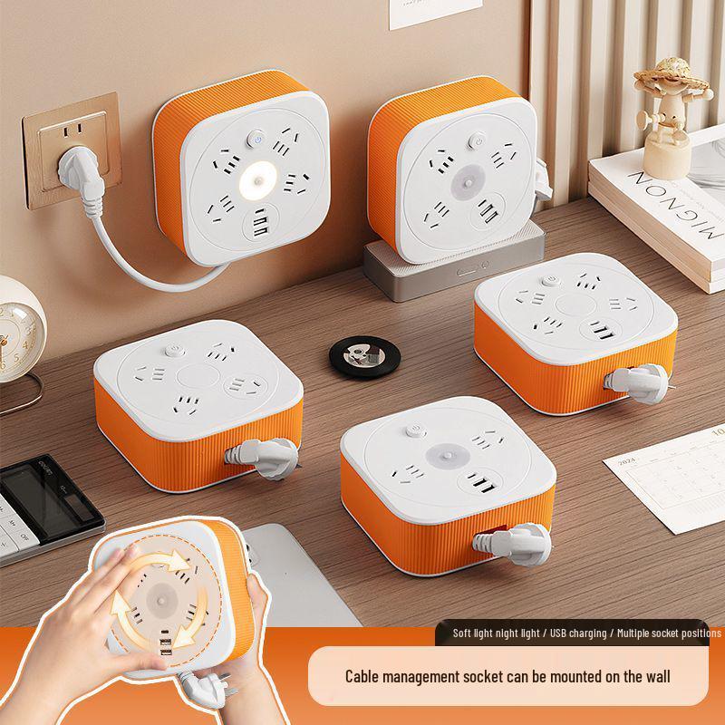 Multi-Socket USB Power Strip with Night Light for Home Use