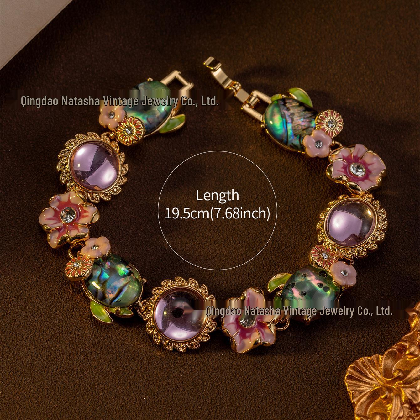 Б/у Высококачественный Винтажный Браслет Цветочный Конфетный Цвет