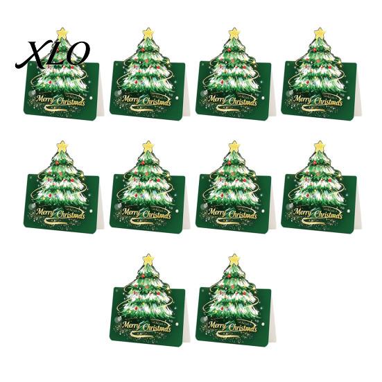 Blank Note Cards for Hand Written Blessings 10 Pcs 3D Christmas Tree Greeting Cards, Holiday Postcards Themed Base Bulk New Year, Winter Xmas