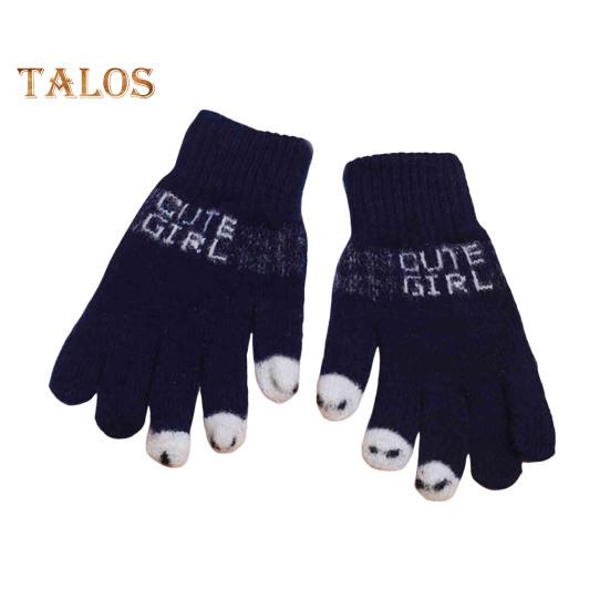 

1 пара зимних женских перчаток с открытыми кончиками пальцев для сенсорного экрана, толстые плюшевые эластичные противоскользящие теплые перчатки для велоспорта, катания на коньках, использования в помещении и на открытом воздухе темно-синий